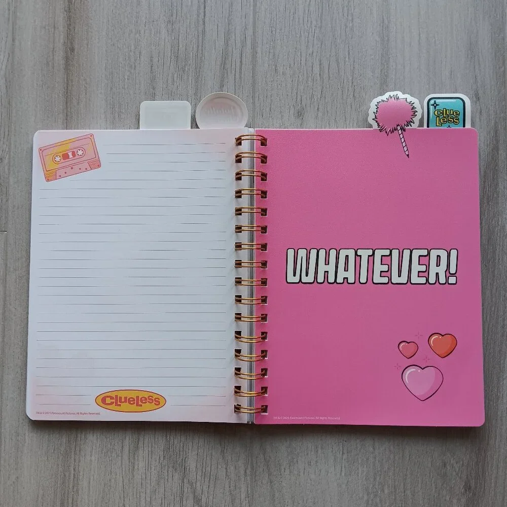 Clueless 30th Anniversary Spiral Bound Tabbed Notebook Lined 96 Sheets Pink Gold